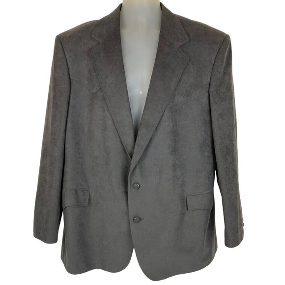 Reed St James Mens Western Gray Microsuede Blazer Jacket Size 44 Cowboy 2-Button - Picture 1 of 9